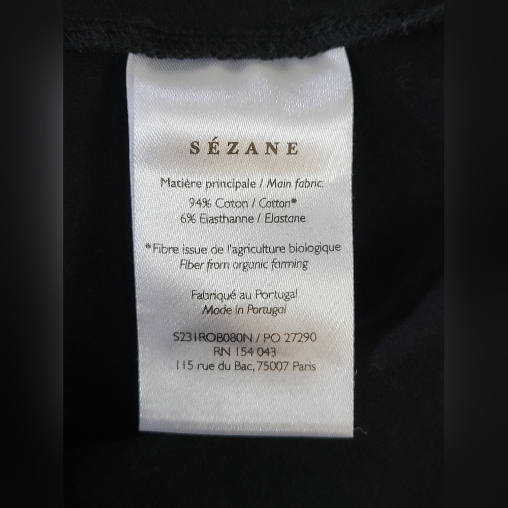 Sézane Pippa Short Dress in Black Organic Cotton Tie-Side Mini Size XS - Picture 5 of 10
